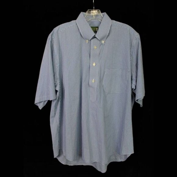 McCoy Outdoor Co. 1/2 Button Down Pocket Front Men's L Blue Gingham Cotton Shirt - Picture 1 of 6